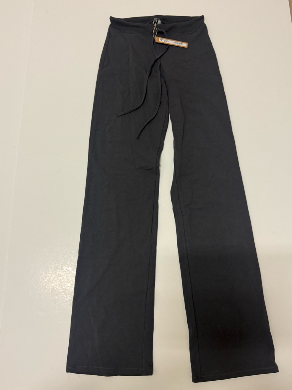 NWT SKIMS Cotton Jersey Straight Leg Pant Ash Black Lounge Stretch Size XXS
